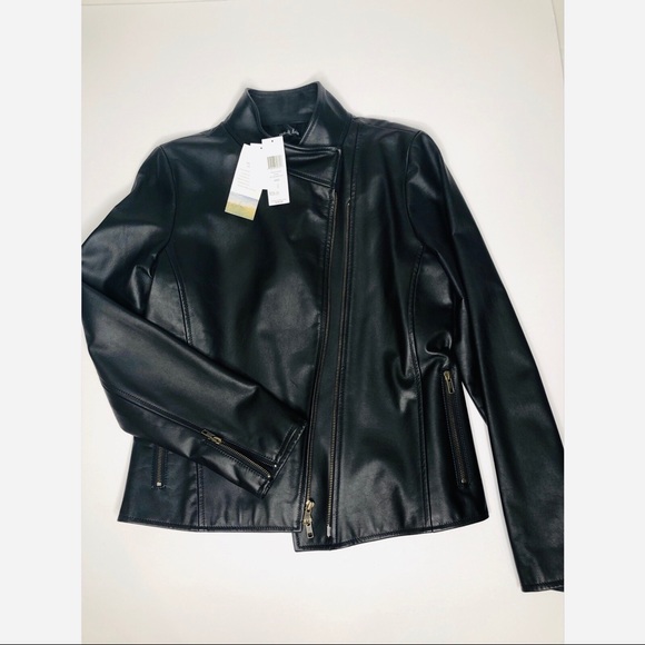 Eileen Fisher Jackets & Blazers - NWT Eileen Fisher Black Leather Moto Jacket med